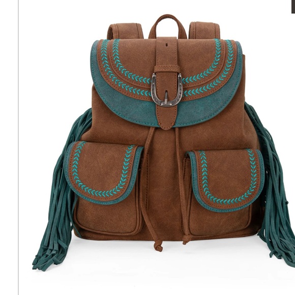 Montana West Dark Brown and Orange Backpack Set - Picture 2 of 3